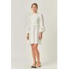 English Factory Women’s Mixed Media Mini Dress, Ivory/White, S