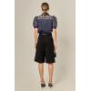 English Factory Women’s Short Sleeve Organza Grid Blouse(Dark Navy)