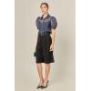 English Factory Women’s Short Sleeve Organza Grid Blouse(Dark Navy)
