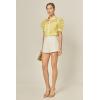 English Factory Women’s Short Sleeve Organza Grid Blouse(Light Yellow)