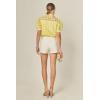 English Factory Women’s Short Sleeve Organza Grid Blouse(Light Yellow)
