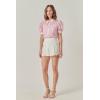 English Factory Women’s Short Sleeve Organza Grid Blouse(Pink)