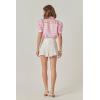 English Factory Women’s Short Sleeve Organza Grid Blouse(Pink)