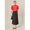English Factory Women’s Short Sleeve Organza Grid Blouse(Red)