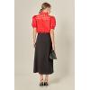English Factory Women’s Short Sleeve Organza Grid Blouse(Red)