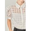 English Factory Women’s Short Sleeve Organza Grid Blouse(White)