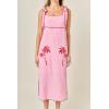 English Factory Women’s The Aria Tropical Embroidered Midi Dress(Pink/Red)