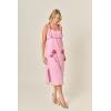 English Factory Women’s The Aria Tropical Embroidered Midi Dress(Pink/Red)
