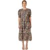 English Factory Women’s Floral Multi Contrast Scallop Edge Midi Dress(Black)