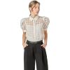 English Factory Women’s Short Sleeve Organza Grid Blouse(White)