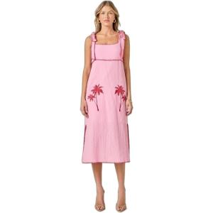 English Factory Women’s The Aria Tropical Embroidered Midi Dress(Pink/Red)