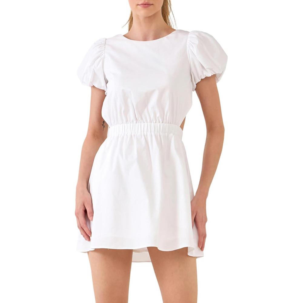 image:imageEnglish Factory Womens CutOut Poplin Mini DressWhite