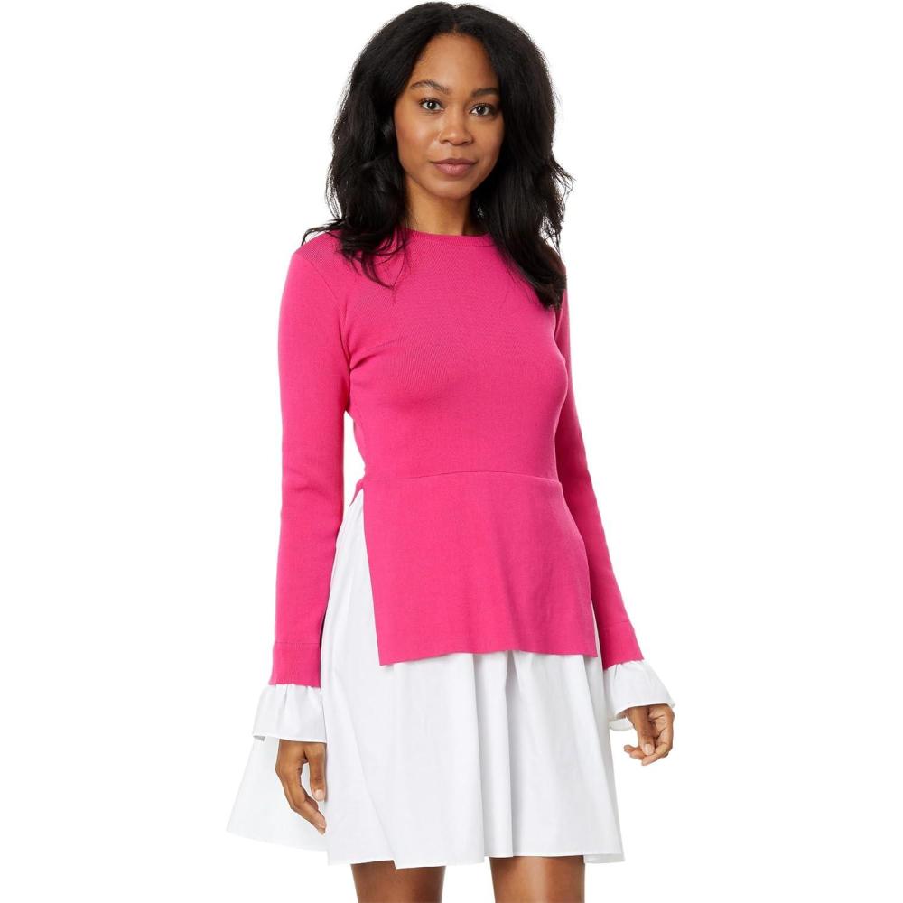 image:imageEnglish Factory Womens Knit Combo DressFuchsiaWhite