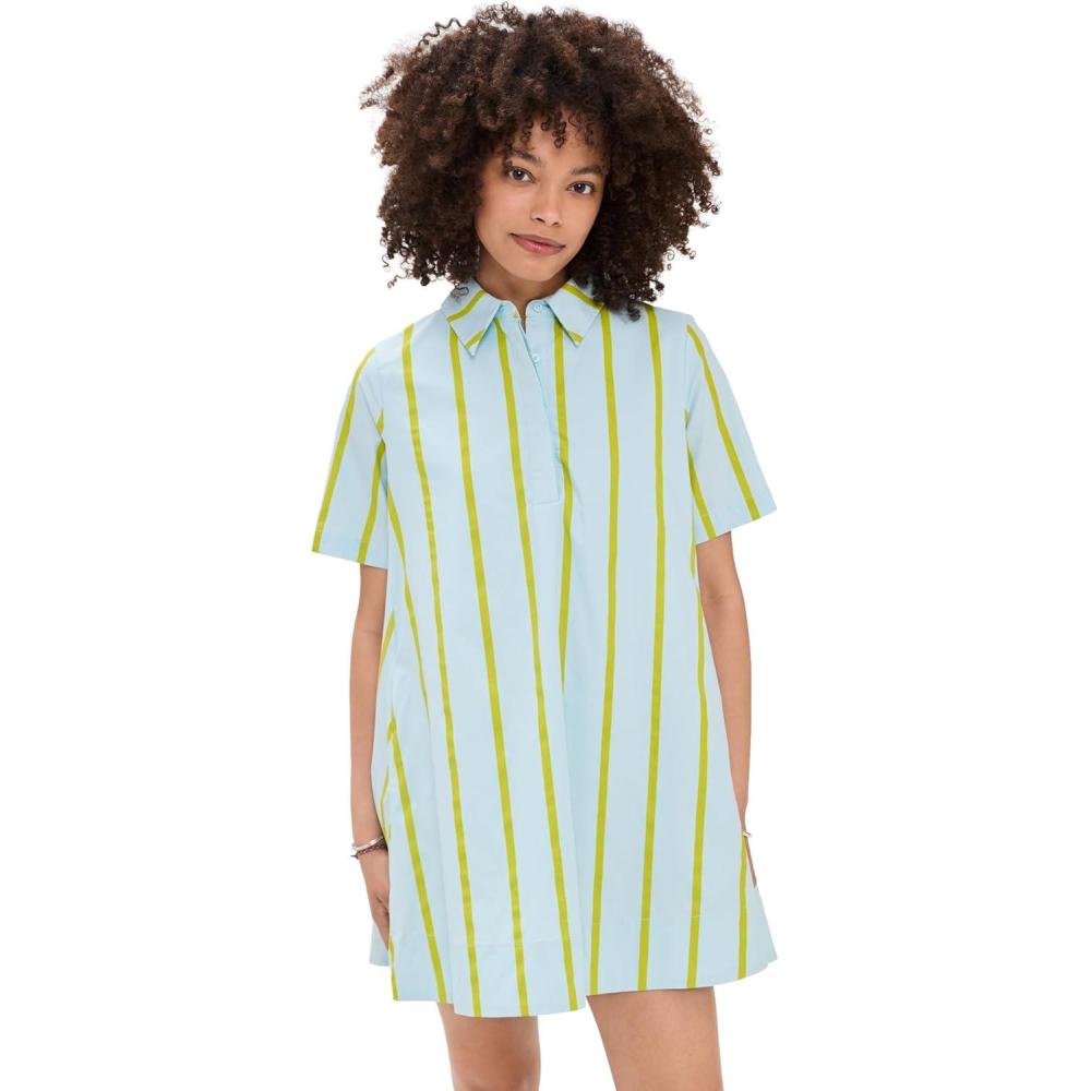 image:imageEnglish Factory Womens Striped Kaftan Mini DressIcy BlueSage