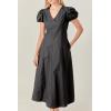 English Factory Women’s Deep V Neck Midi Dress(Black)