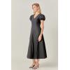 English Factory Women’s Deep V Neck Midi Dress(Black)