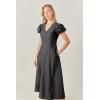 English Factory Women’s Deep V Neck Midi Dress(Black)
