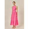 English Factory Women’s Elastic Detail Sleeveless Dress(Fuchsia)