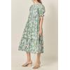 English Factory Women’s Floral Contrast Scallop Edge Midi Dress(Blue)