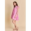 English Factory Women’s Gingham Check Babydoll Mini Dress(Pink)