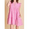 English Factory Women’s Gingham Check Babydoll Mini Dress(Pink)