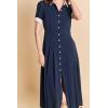 English Factory Women’s Luna Pleated Midi Dress(Navy/White)