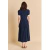 English Factory Women’s Luna Pleated Midi Dress(Navy/White)