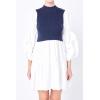English Factory Women’s Mixed Media Mini Dress, Navy/White, L