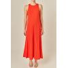 English Factory Women’s Pleated A-line Knit Midi Dress(Orange Red)