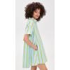 English Factory Women’s Striped Kaftan Mini Dress(Icy Blue/Sage)