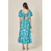 English Factory Women’s Tie Back Maxi Dress(Blue / Green Floral)