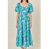 English Factory Women’s Tie Back Maxi Dress(Blue / Green Floral)