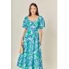 English Factory Women’s Tie Back Maxi Dress(Blue / Green Floral)