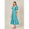 English Factory Women’s Tie Back Maxi Dress(Blue / Green Floral)