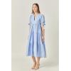 English Factory Women’s Tiered Midi Dress with Bow-Tie Sleeves(Powder Blue)