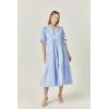English Factory Women’s Tiered Midi Dress with Bow-Tie Sleeves(Powder Blue)