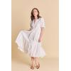 English Factory Women’s Tiered Midi Dress with Bow-Tie Sleeves(White)