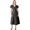 English Factory Women’s Deep V Neck Midi Dress(Black)