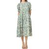 English Factory Women’s Floral Contrast Scallop Edge Midi Dress(Blue)