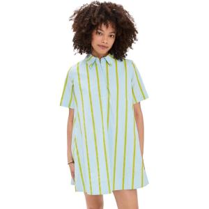 English Factory Women’s Striped Kaftan Mini Dress(Icy Blue/Sage)