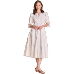 English Factory Women’s Tiered Midi Dress with Bow-Tie Sleeves(White)