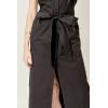 English Factory Women’s Sable Shoulder Pleated Button-Up Dress(Black)