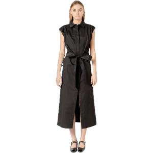 English Factory Women’s Sable Shoulder Pleated Button-Up Dress(Black)