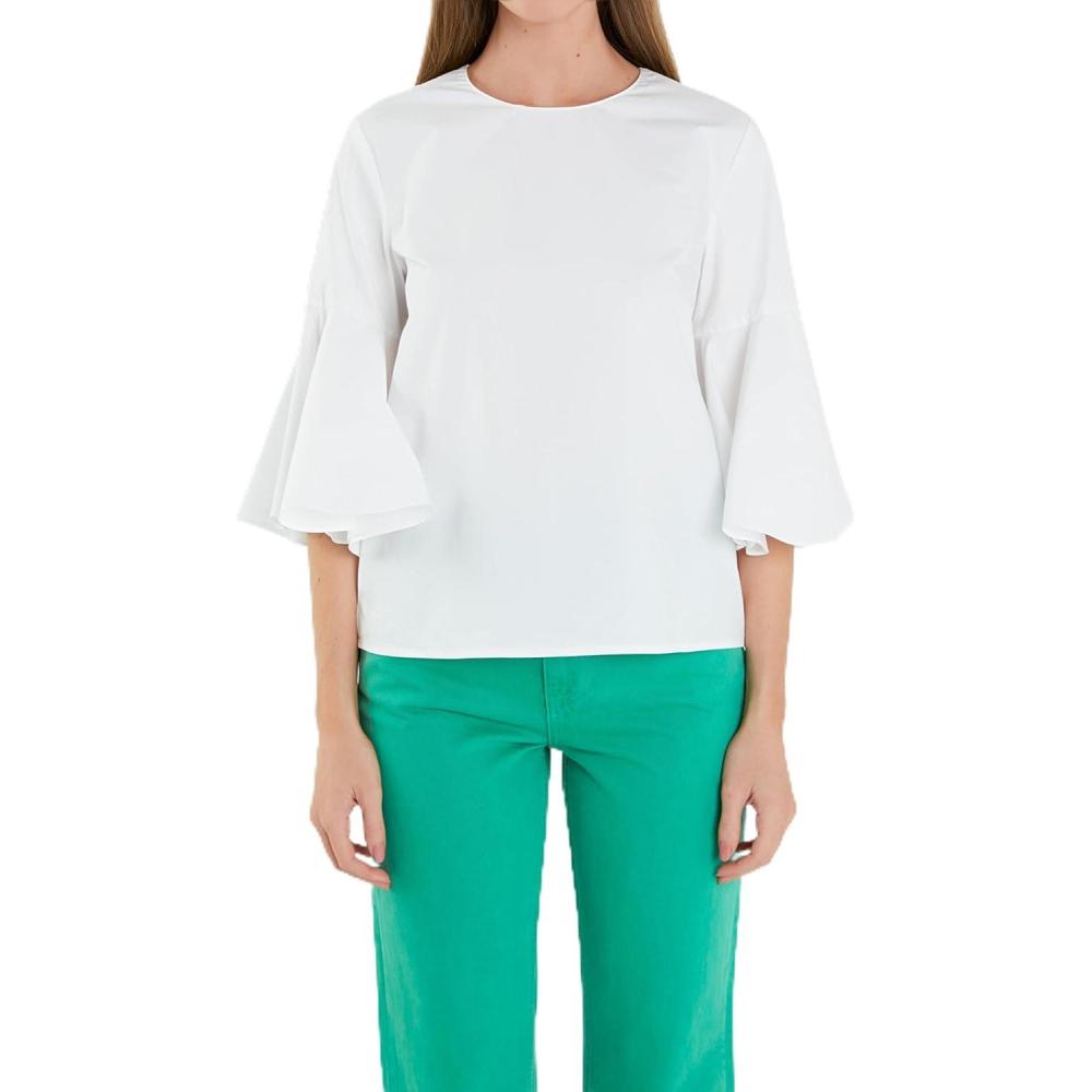 image:imageEnglish Factory Womens Ruffled Cotton Blend Top L White Large
