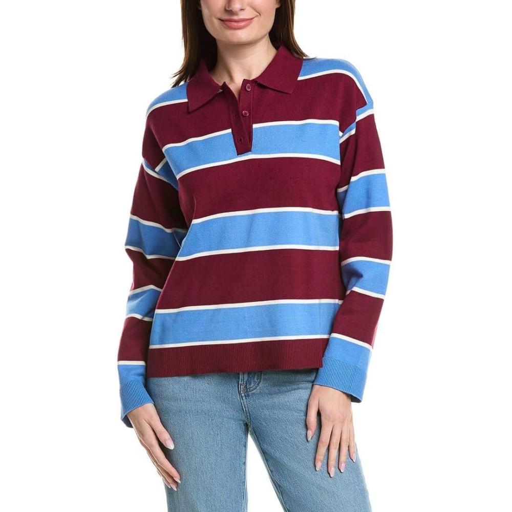 image:imageEnglish Factory Womens Striped Polo Shirt S Blue