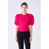 English Factory Women’s Asymmetrical Smocked Top, Magenta, XS