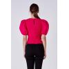 English Factory Women’s Asymmetrical Smocked Top, Magenta, XS