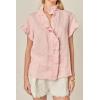 English Factory Women’s Linen Ruffle Shirt(Ballet Pink)