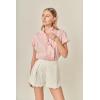 English Factory Women’s Linen Ruffle Shirt(Ballet Pink)
