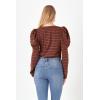 English Factory Women’s Puff Sleeve Knit Top, Brown/Navy, L
